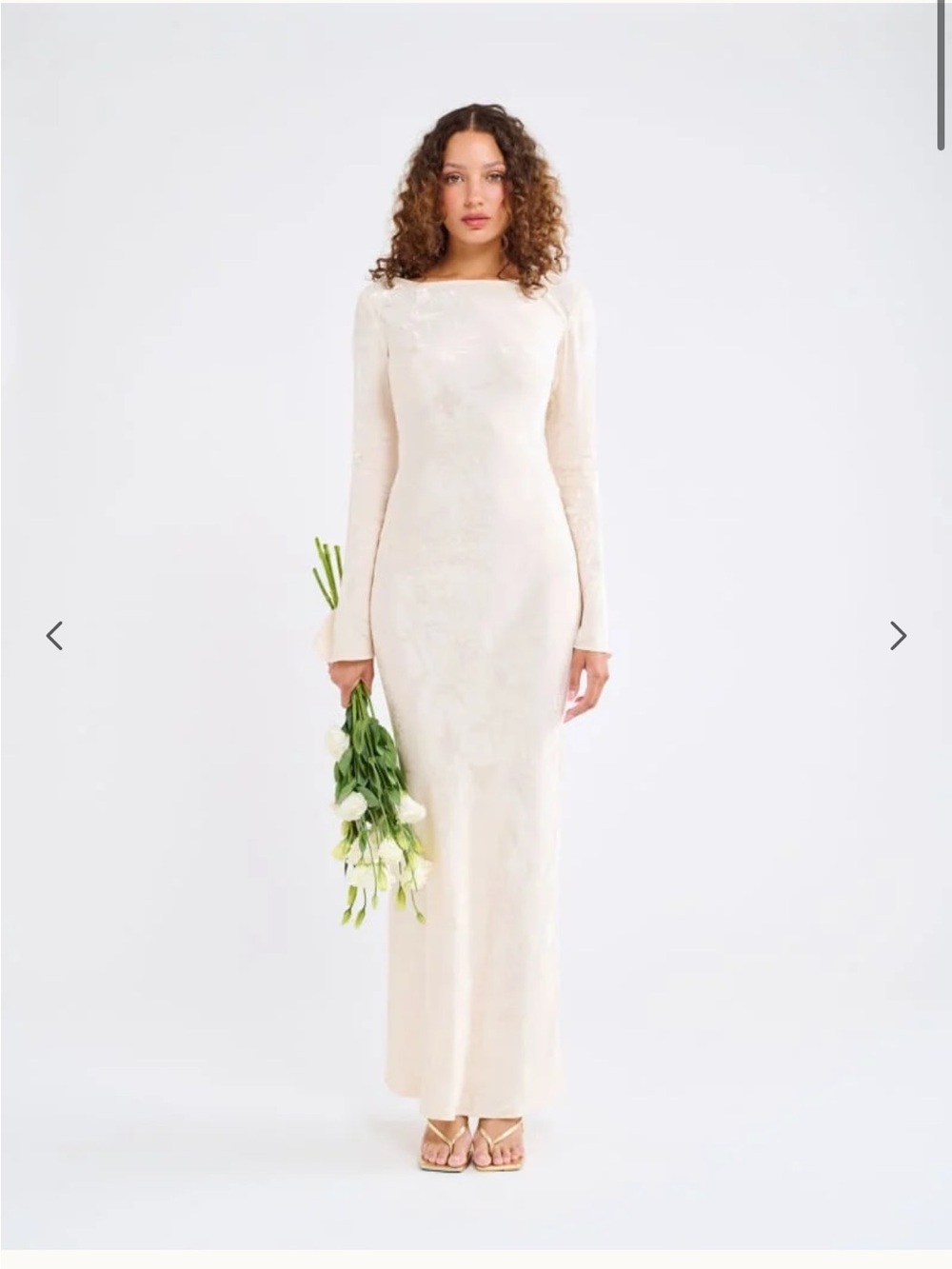 Elegant Ivory Long-Sleeve Maxi Dress
